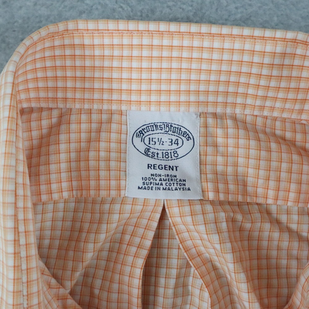 Brooks Brothers Shirt Mens 15.5-34 Regent Button Up Orange Plaid Long Sleeve - Picture 2 of 5